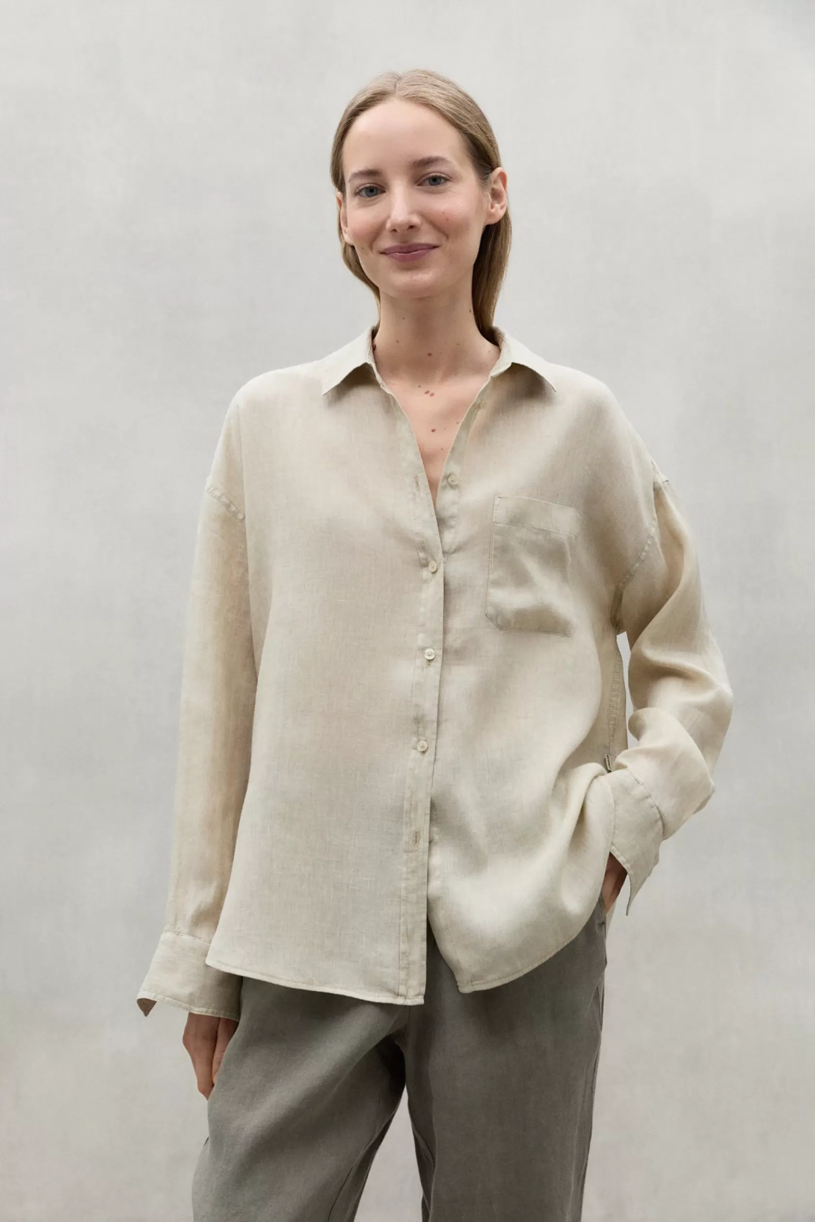 Camisas*Ecoalf BEIGE DARIA LINEN SHIRT whitesand