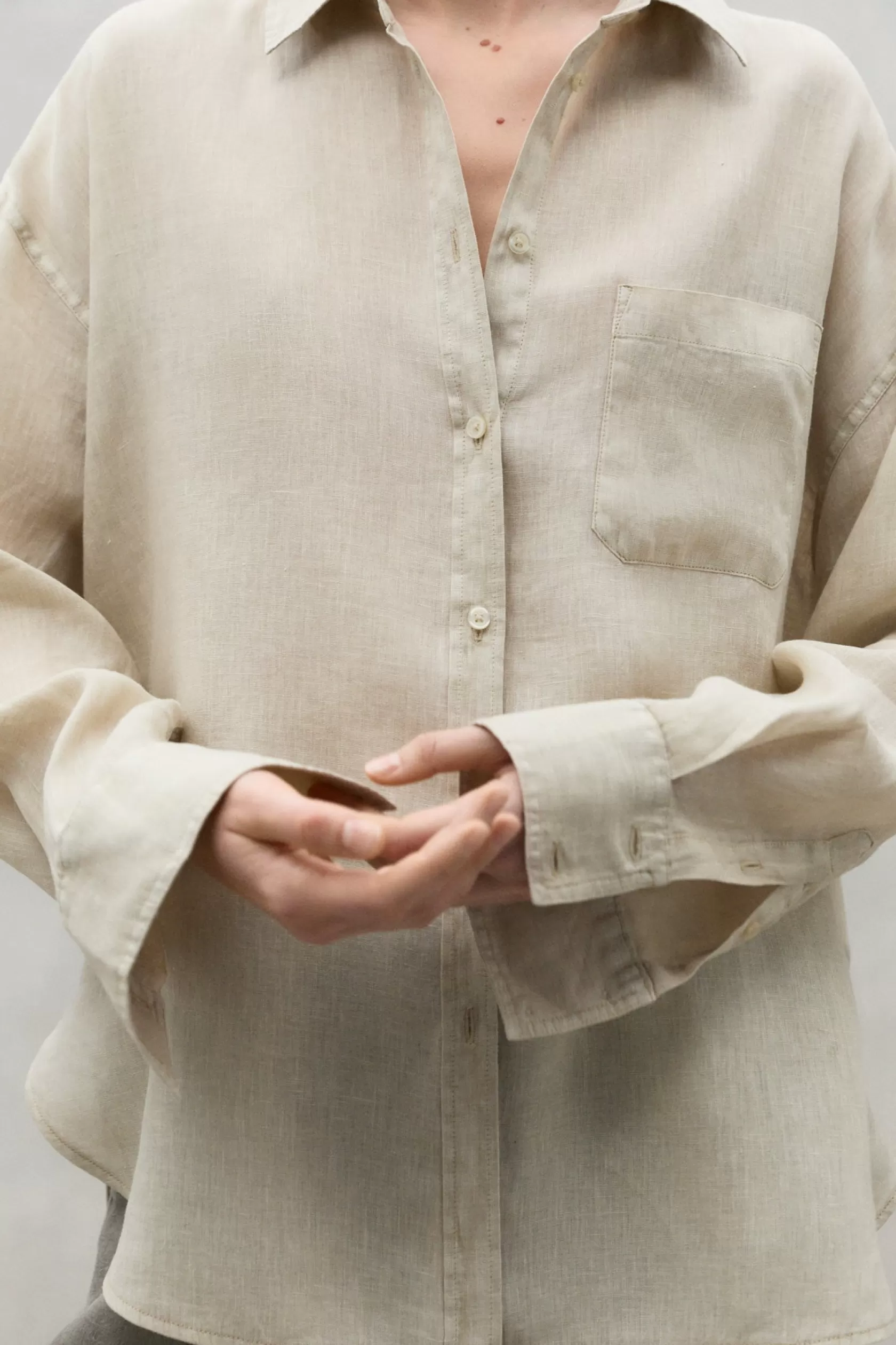 Camisas*Ecoalf BEIGE DARIA LINEN SHIRT whitesand