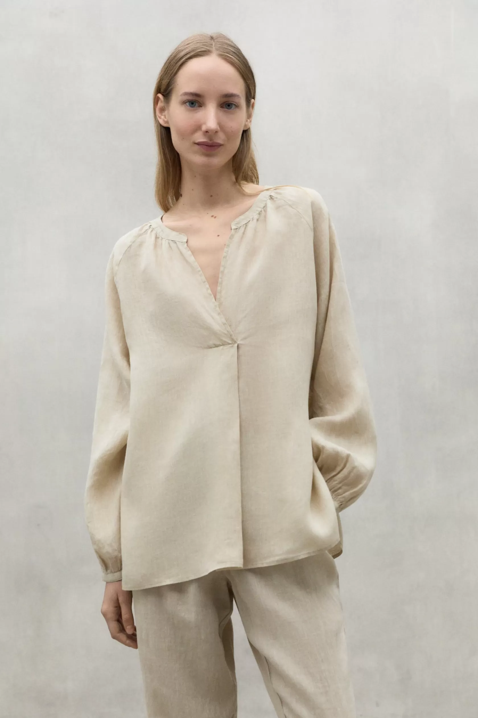 Camisas*Ecoalf BEIGE LAI LINEN SHIRT whitesand