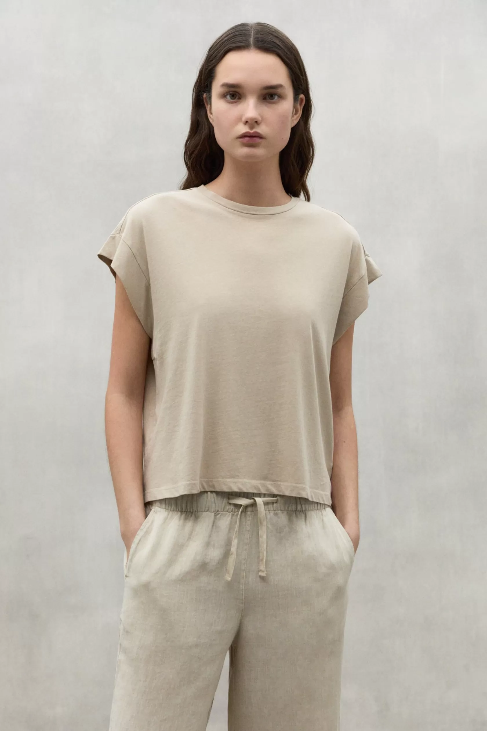 Camisetas*Ecoalf BEIGE NARVIK T-SHIRT whitesand