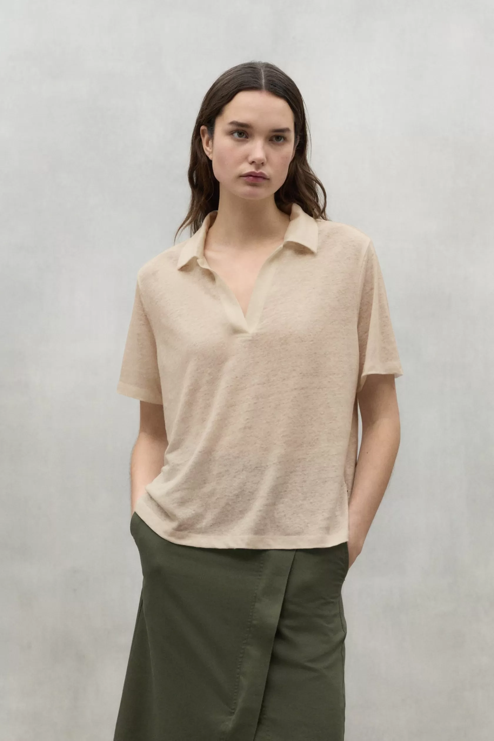 Camisetas*Ecoalf BEIGE TROMS LINEN T-SHIRT whitesand