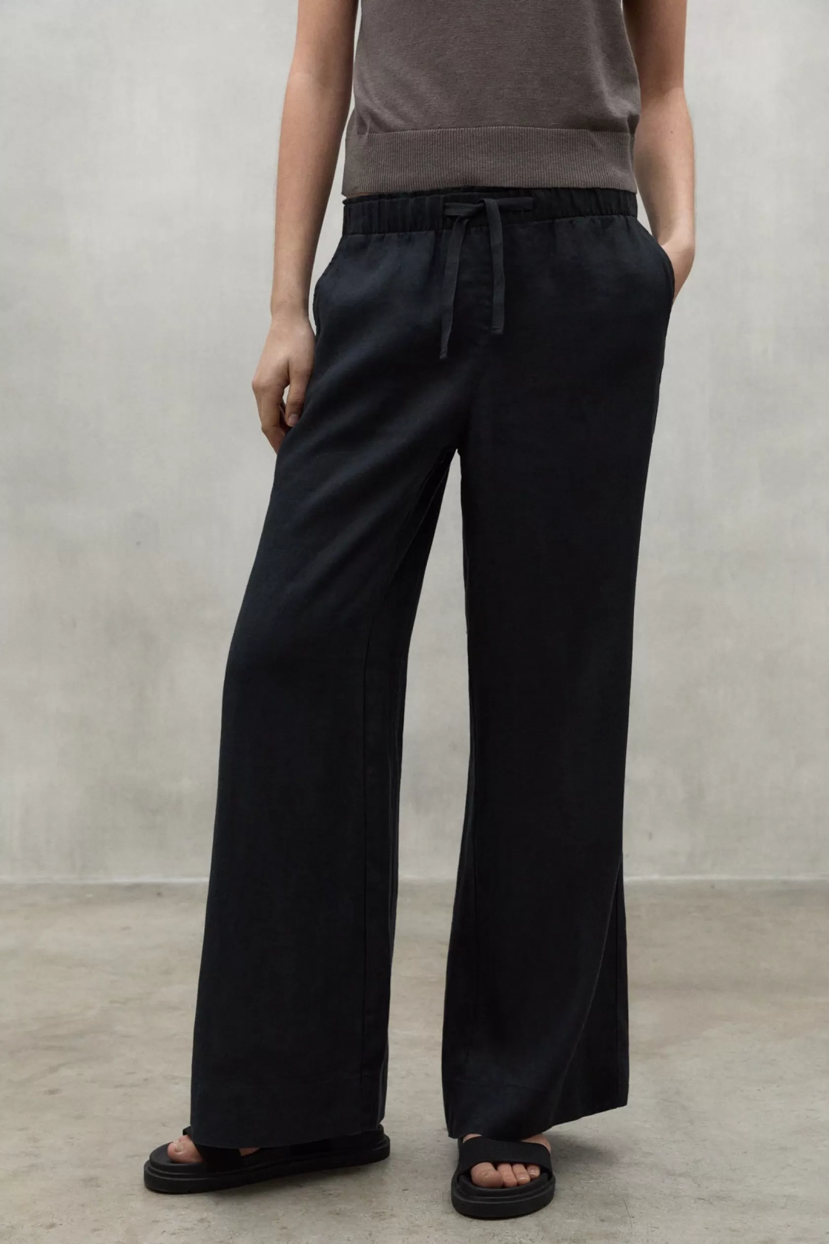 Pantalones*Ecoalf MOSA LINEN TROUSERS black