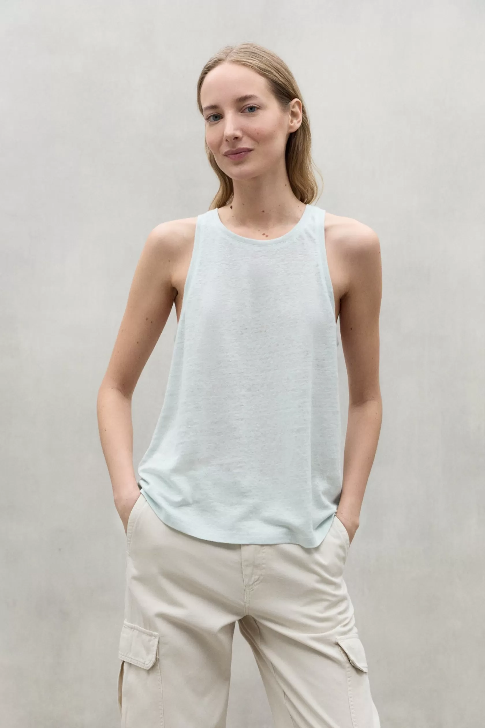 Camisetas*Ecoalf BLUE HALDEN LINEN T-SHIRT babyblue