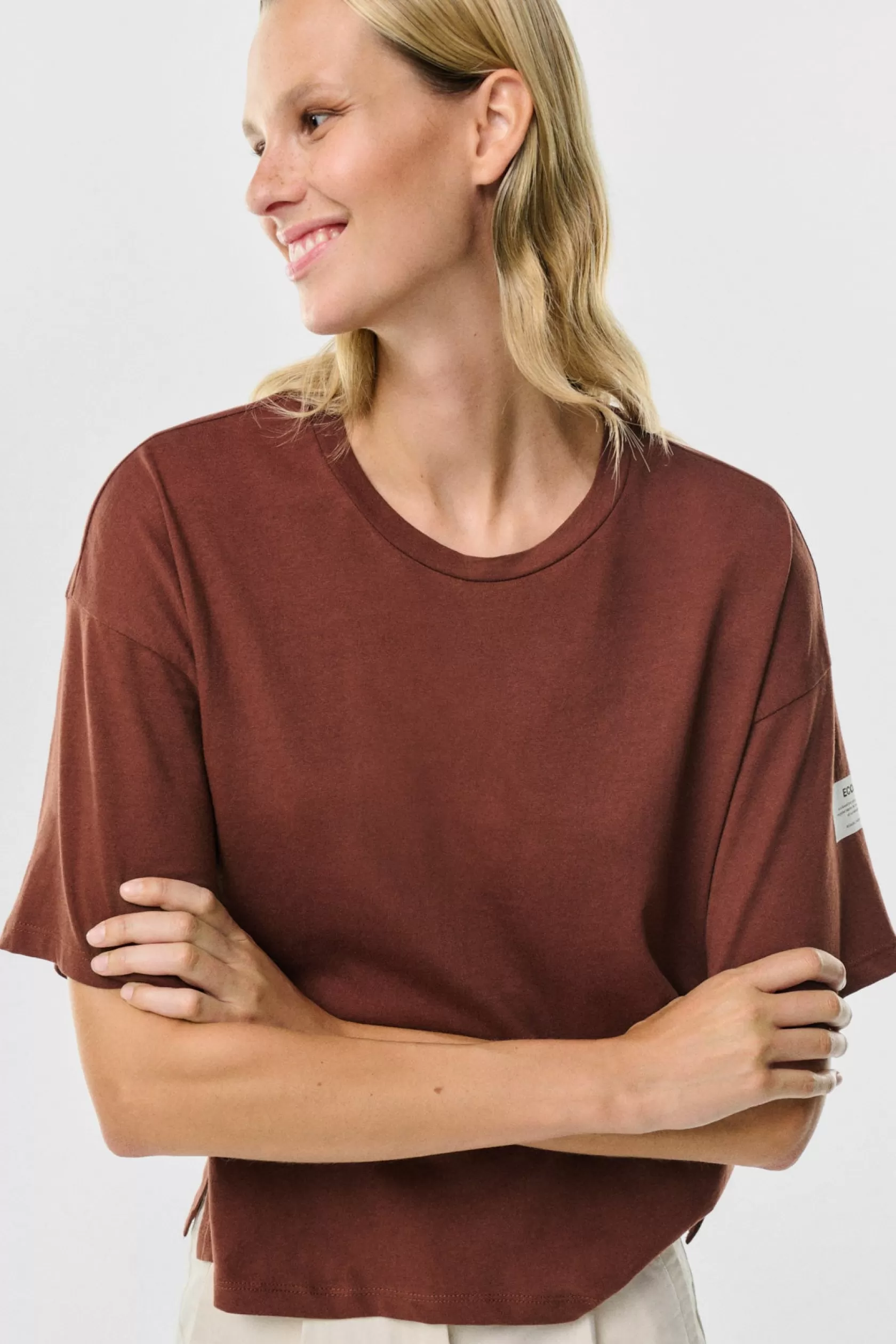 Camisetas*Ecoalf CAMISETA OVERSIZE LIVING MARRÓN Walnut