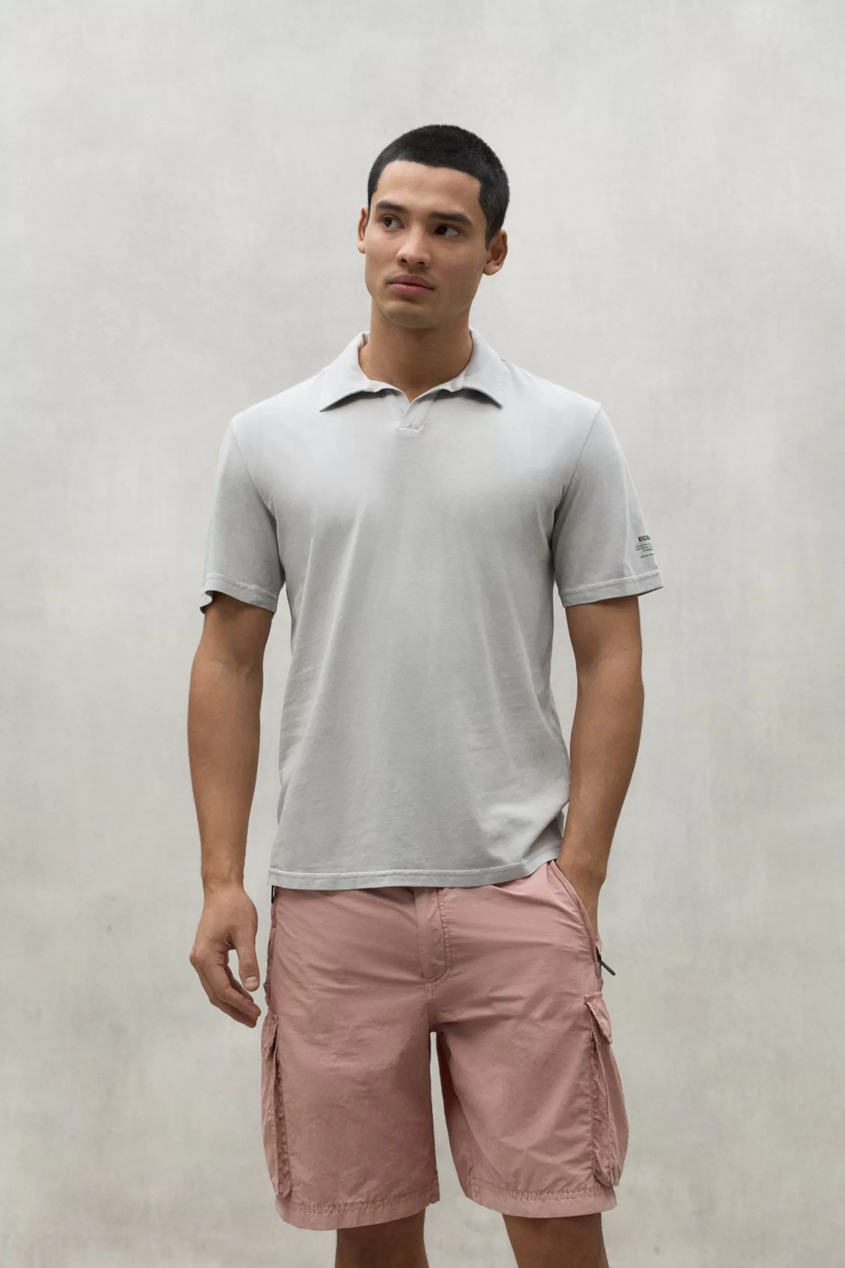 Polos*Ecoalf GREY ENZO JERSEY POLO SHIRT ice