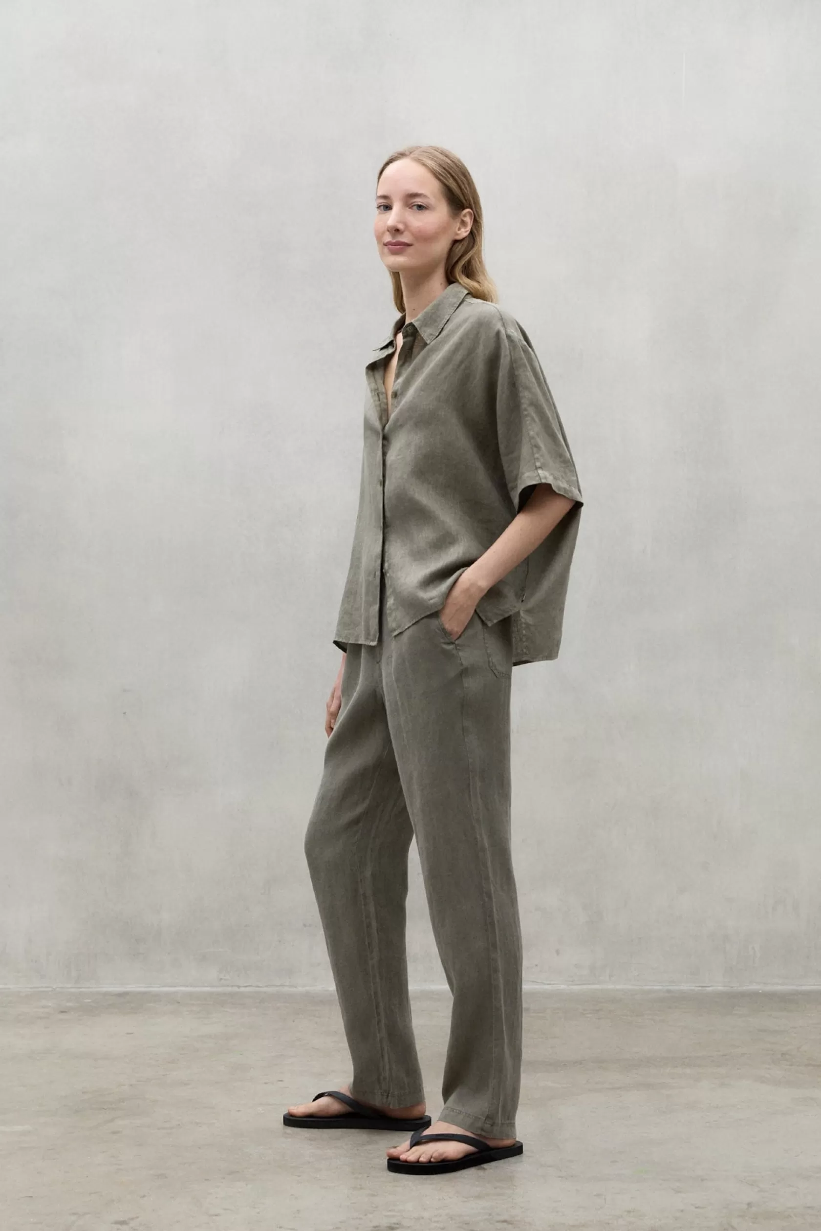 Camisas*Ecoalf GREY MELANIA LINEN SHIRT antrhacite