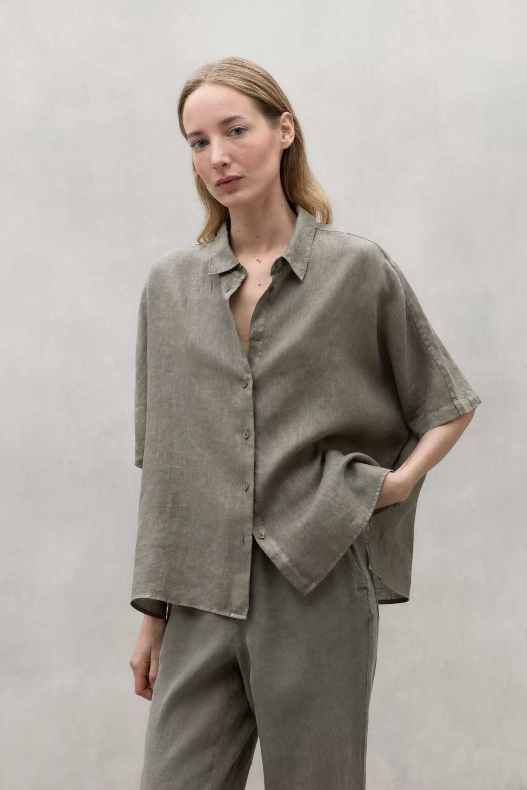 Camisas*Ecoalf GREY MELANIA LINEN SHIRT antrhacite