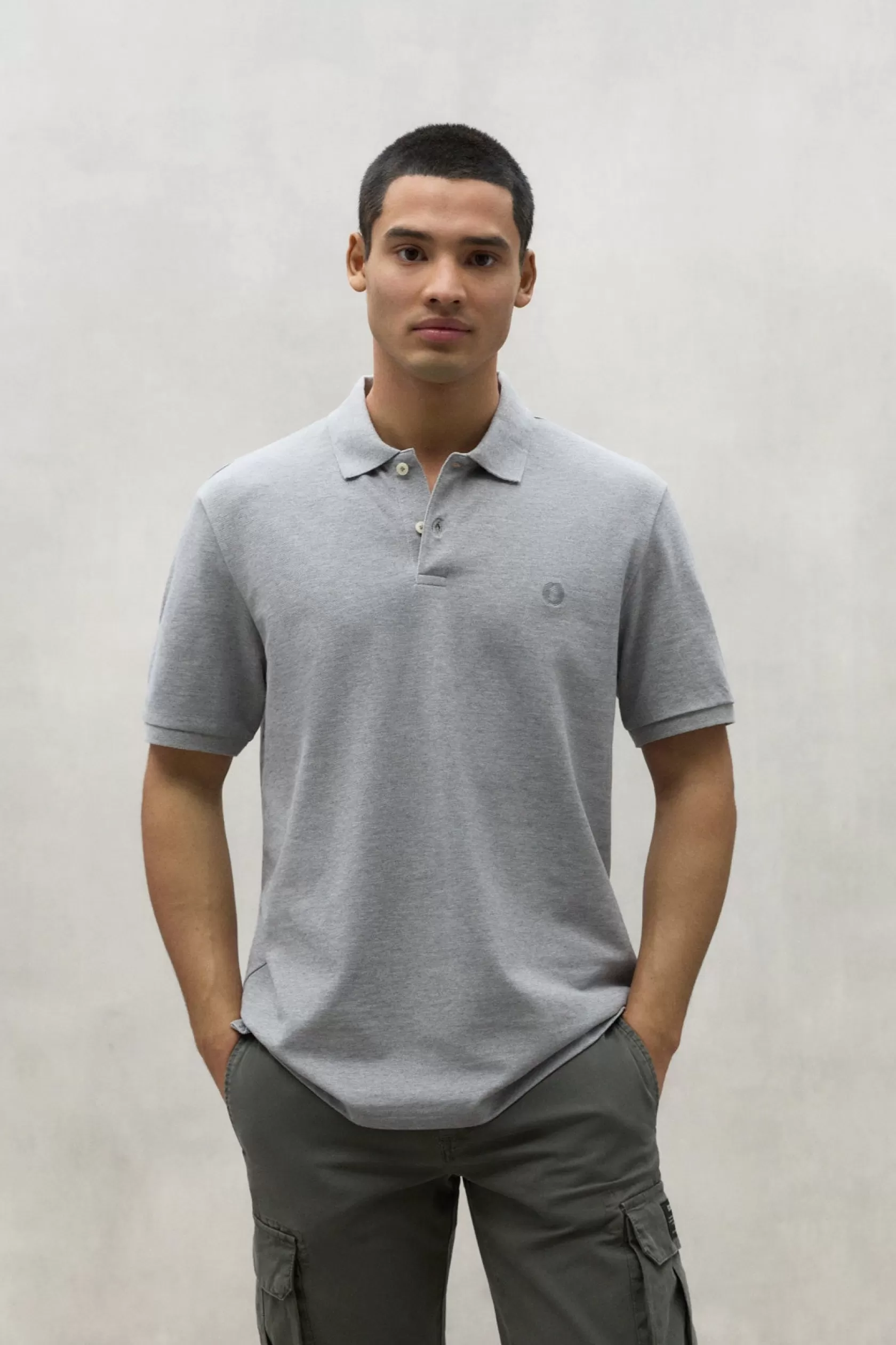 Polos*Ecoalf GREY TED PIQUE POLO SHIRT greymelange