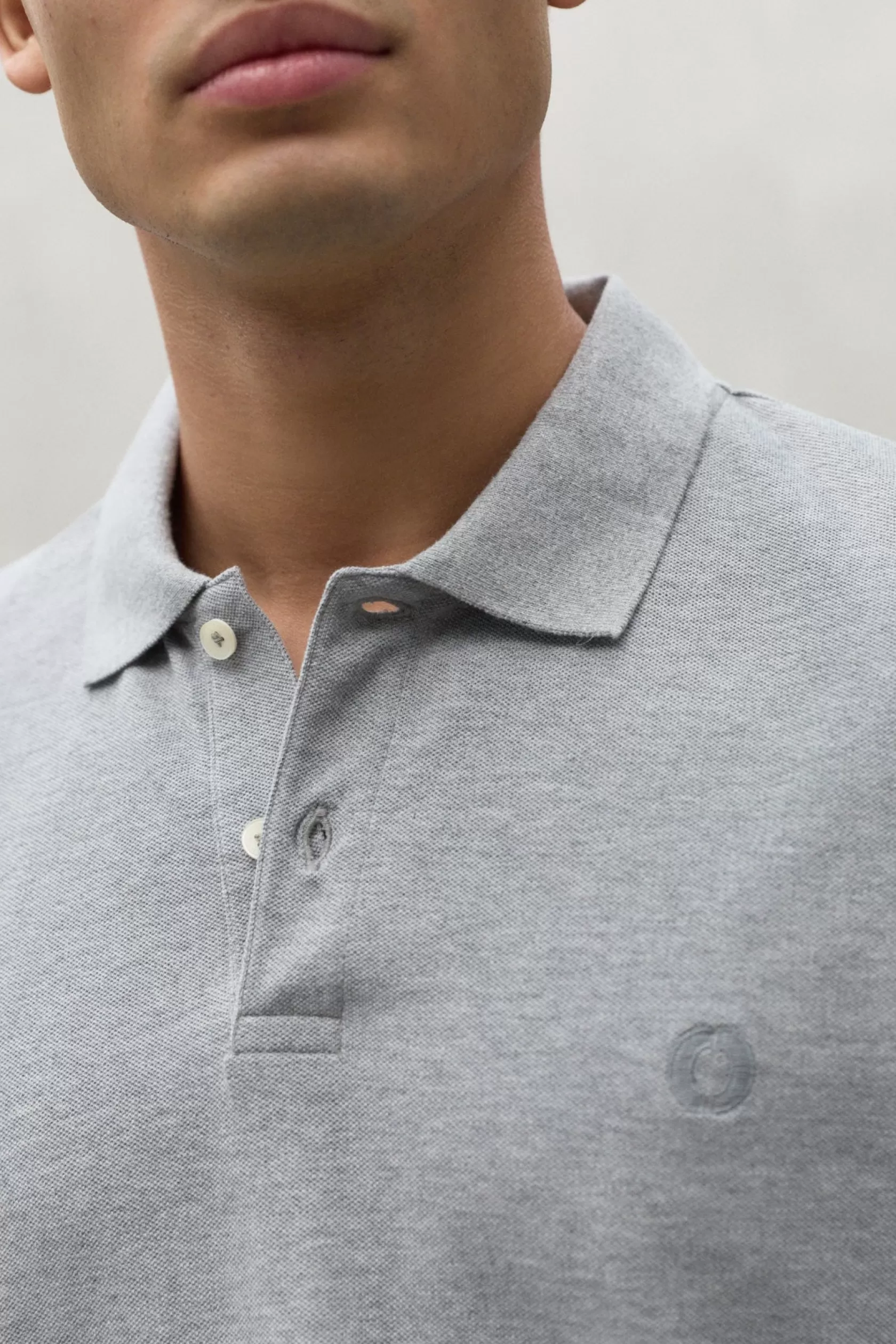 Polos*Ecoalf GREY TED PIQUE POLO SHIRT greymelange