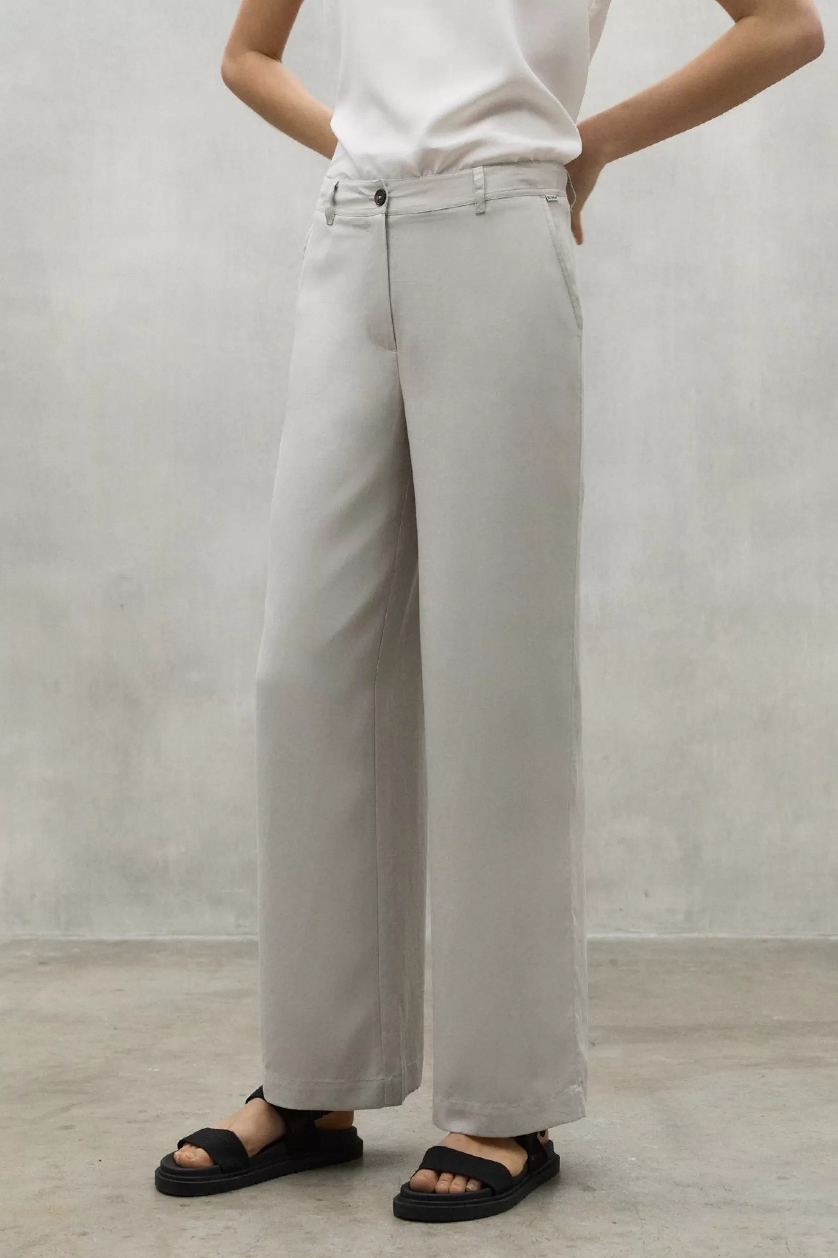 Pantalones*Ecoalf LIGHT GREY SABINE TROUSERS washed stone