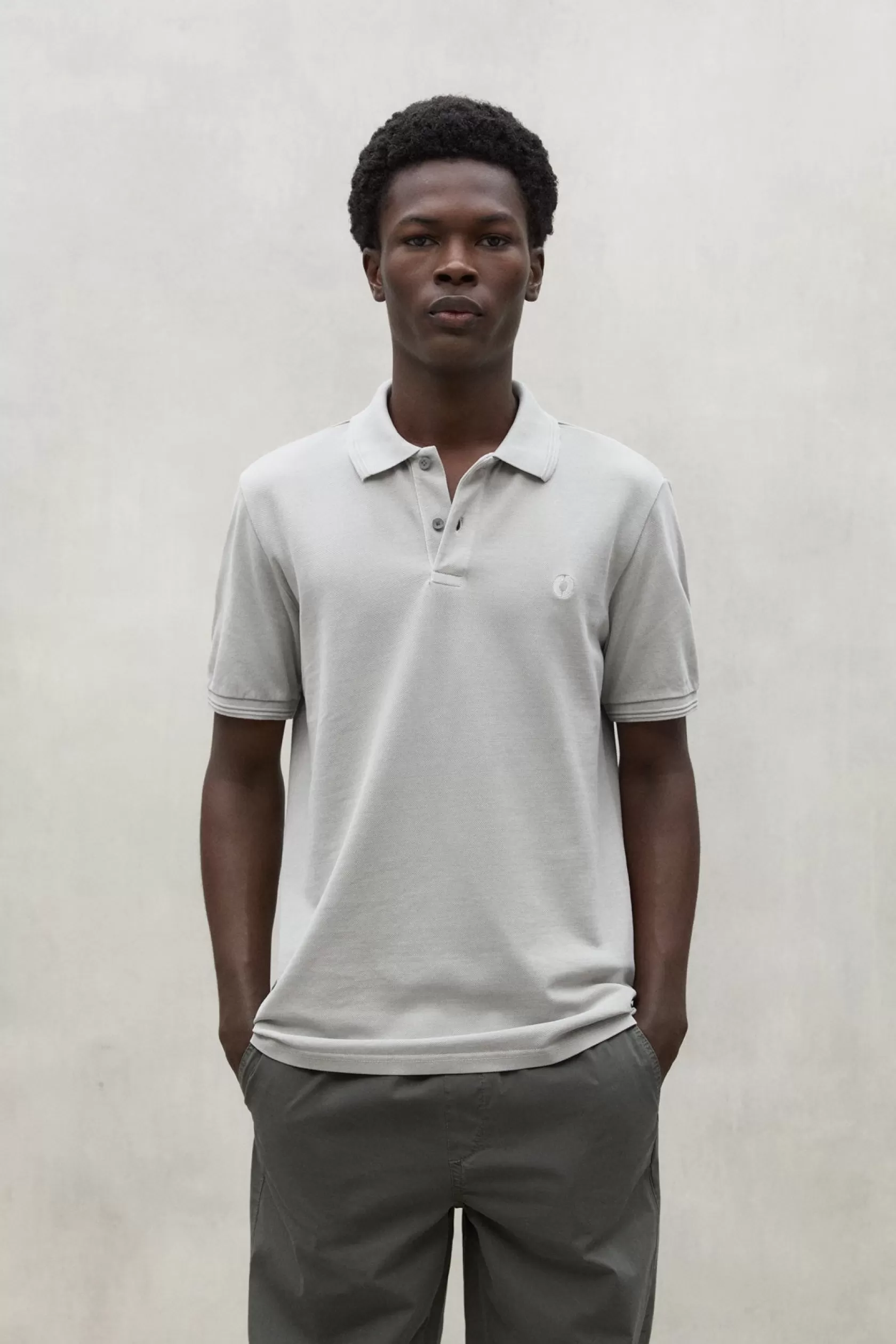 Polos*Ecoalf LIGHT GREY TANO PIQUE POLO SHIRT lightgrey