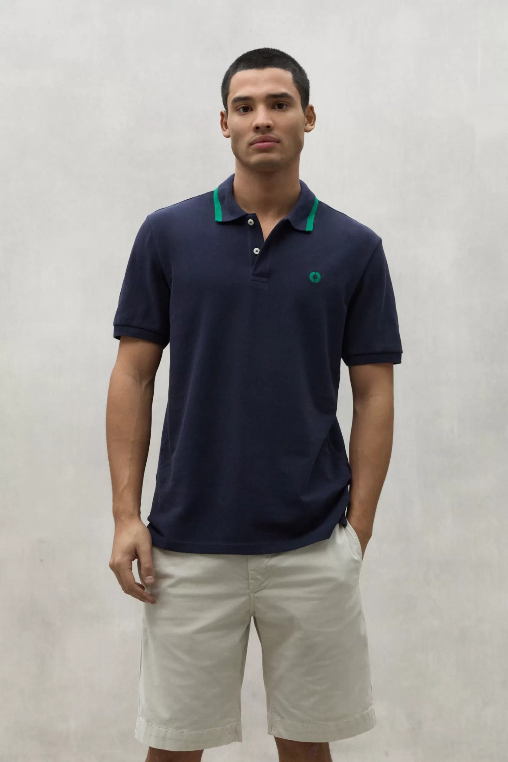 Polos*Ecoalf NAVY BLUE RAYAN JERSEY POLO SHIRT deepnavy