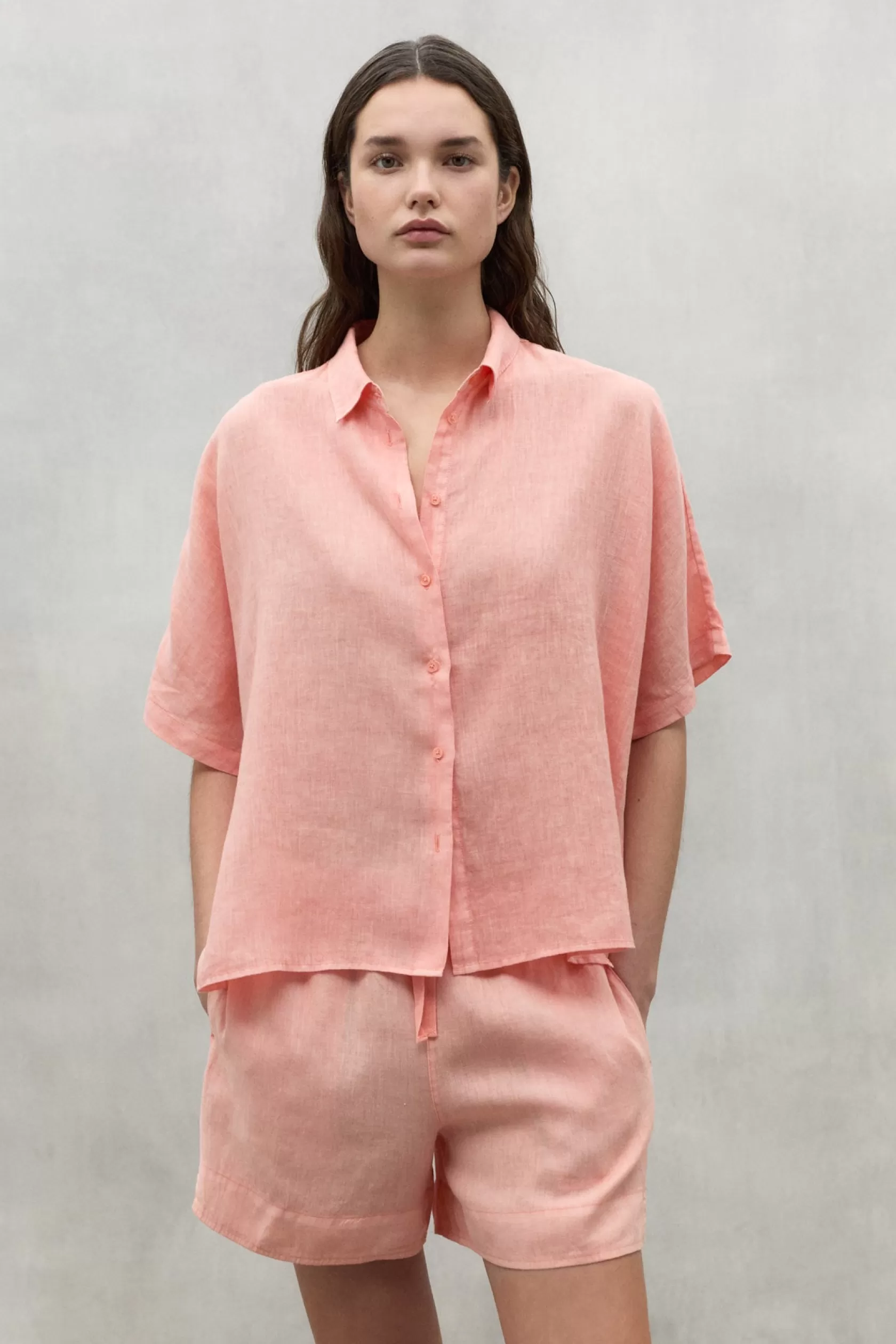 Camisas*Ecoalf ORANGE MELANIA LINEN SHIRT papaya