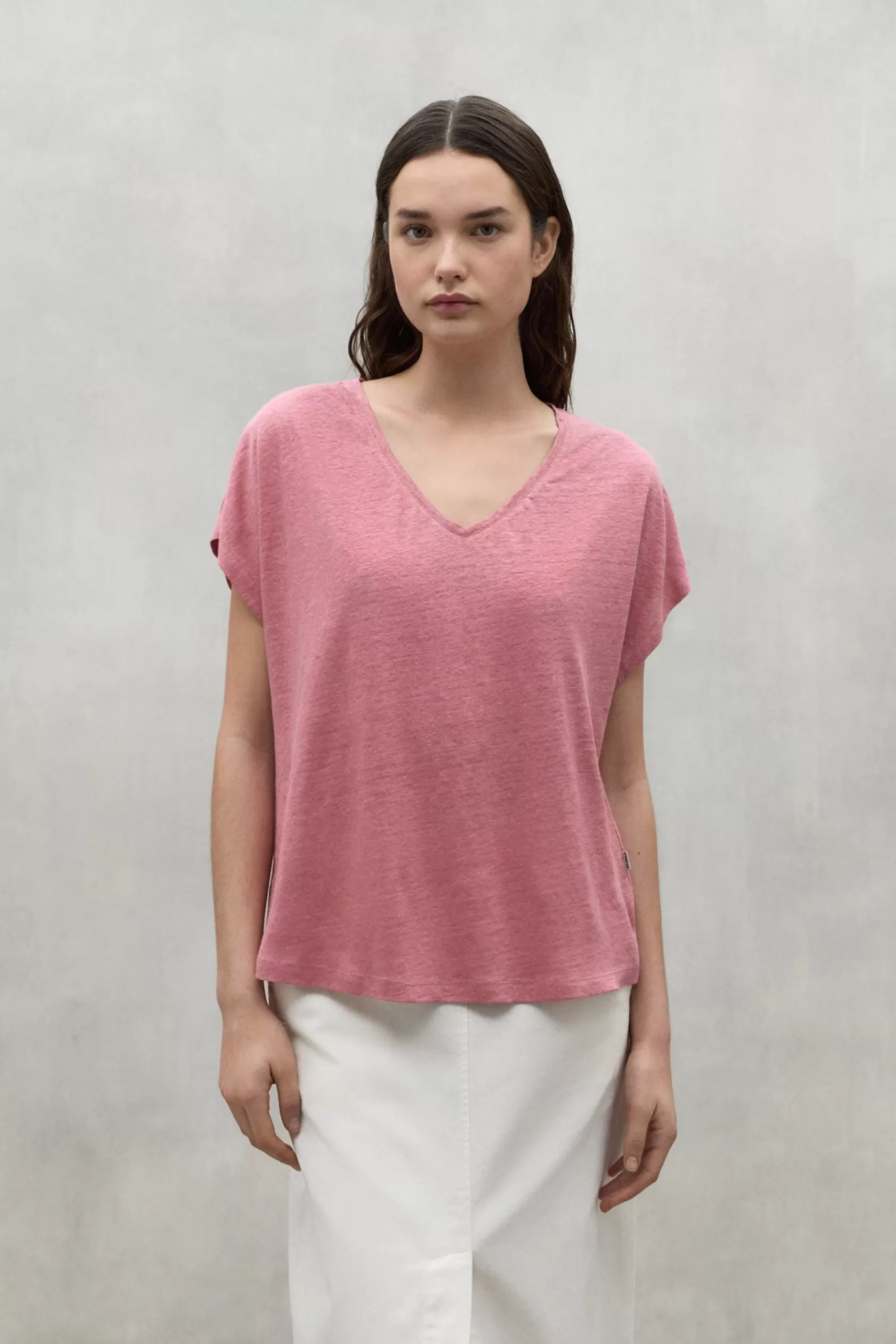 Camisetas*Ecoalf PINK ARENDAL LINEN T-SHIRT dusty rose