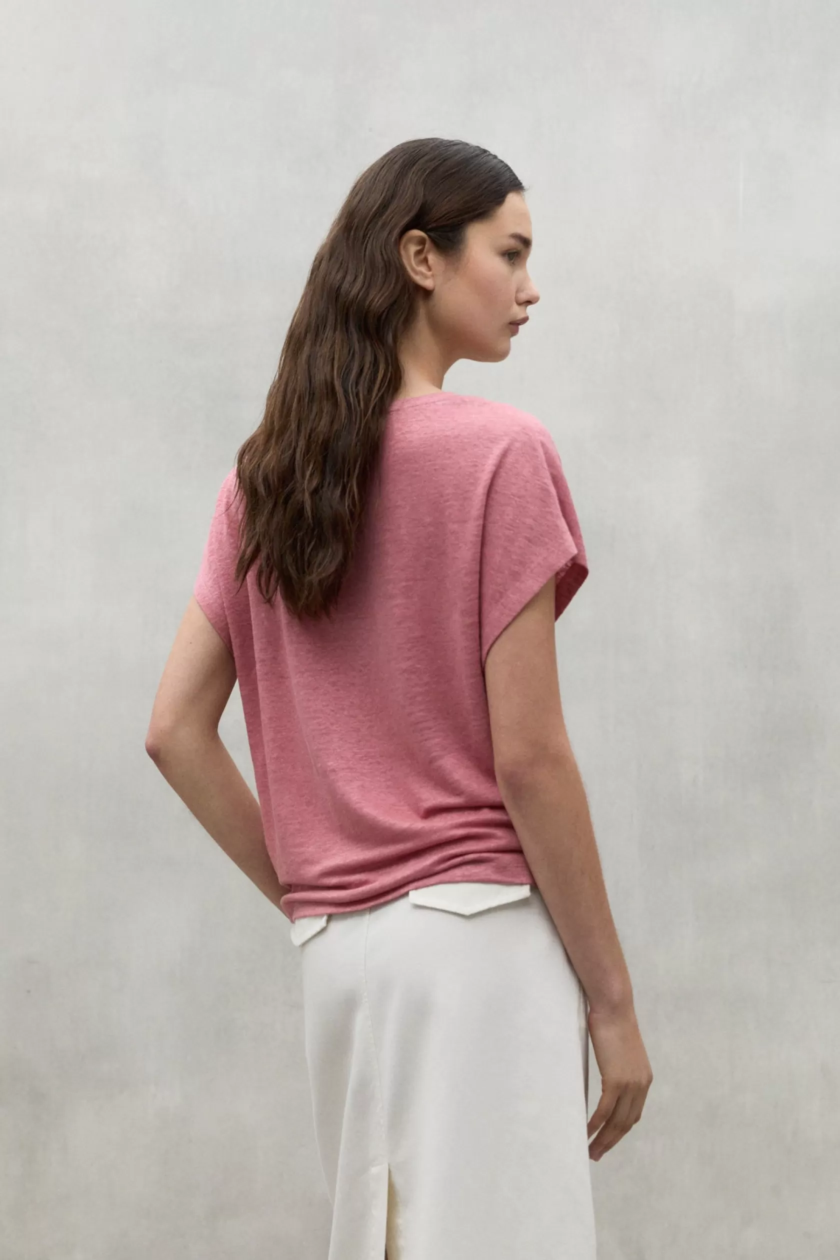 Camisetas*Ecoalf PINK ARENDAL LINEN T-SHIRT dusty rose