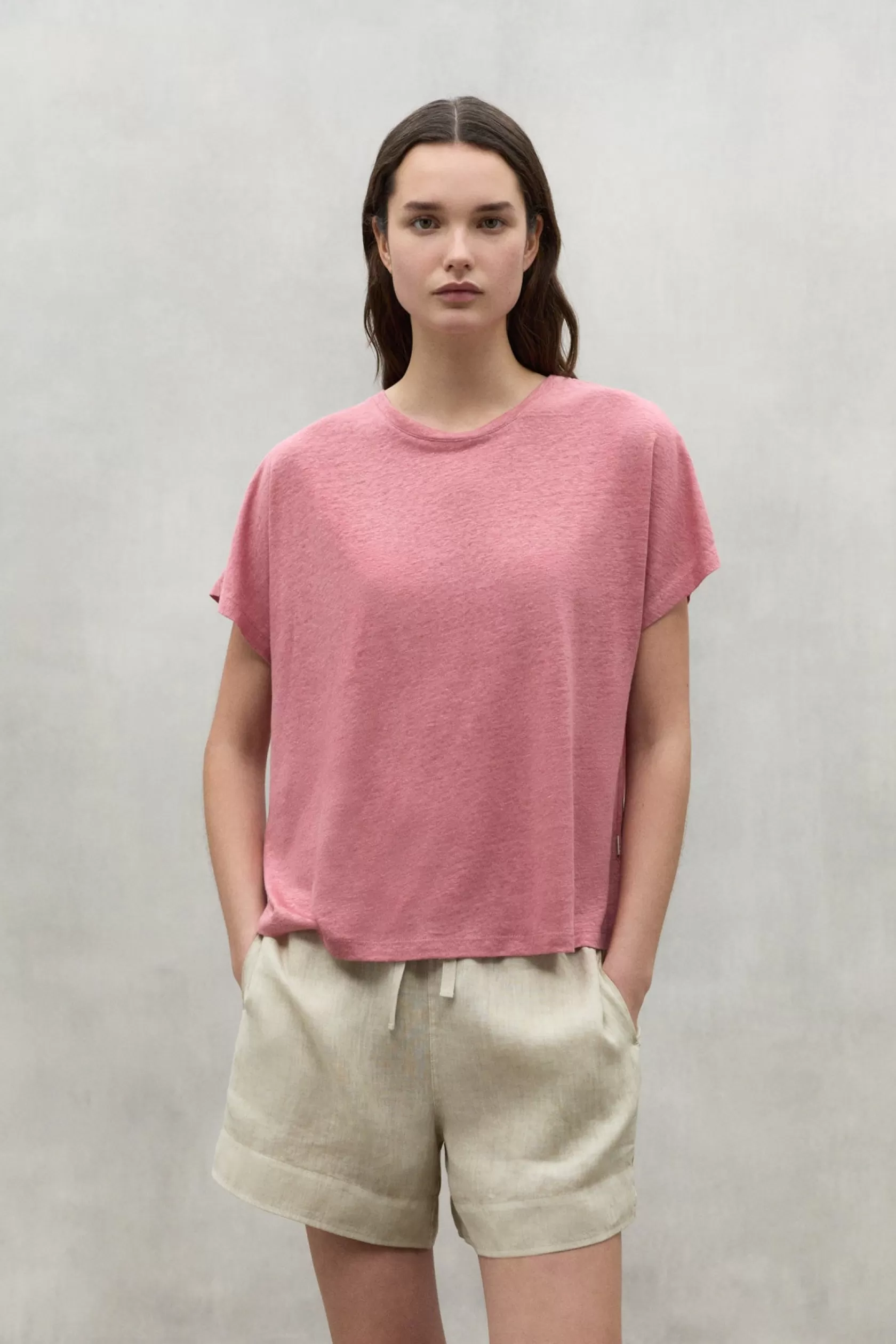 Camisetas*Ecoalf PINK BOD LINEN T-SHIRT dusty rose