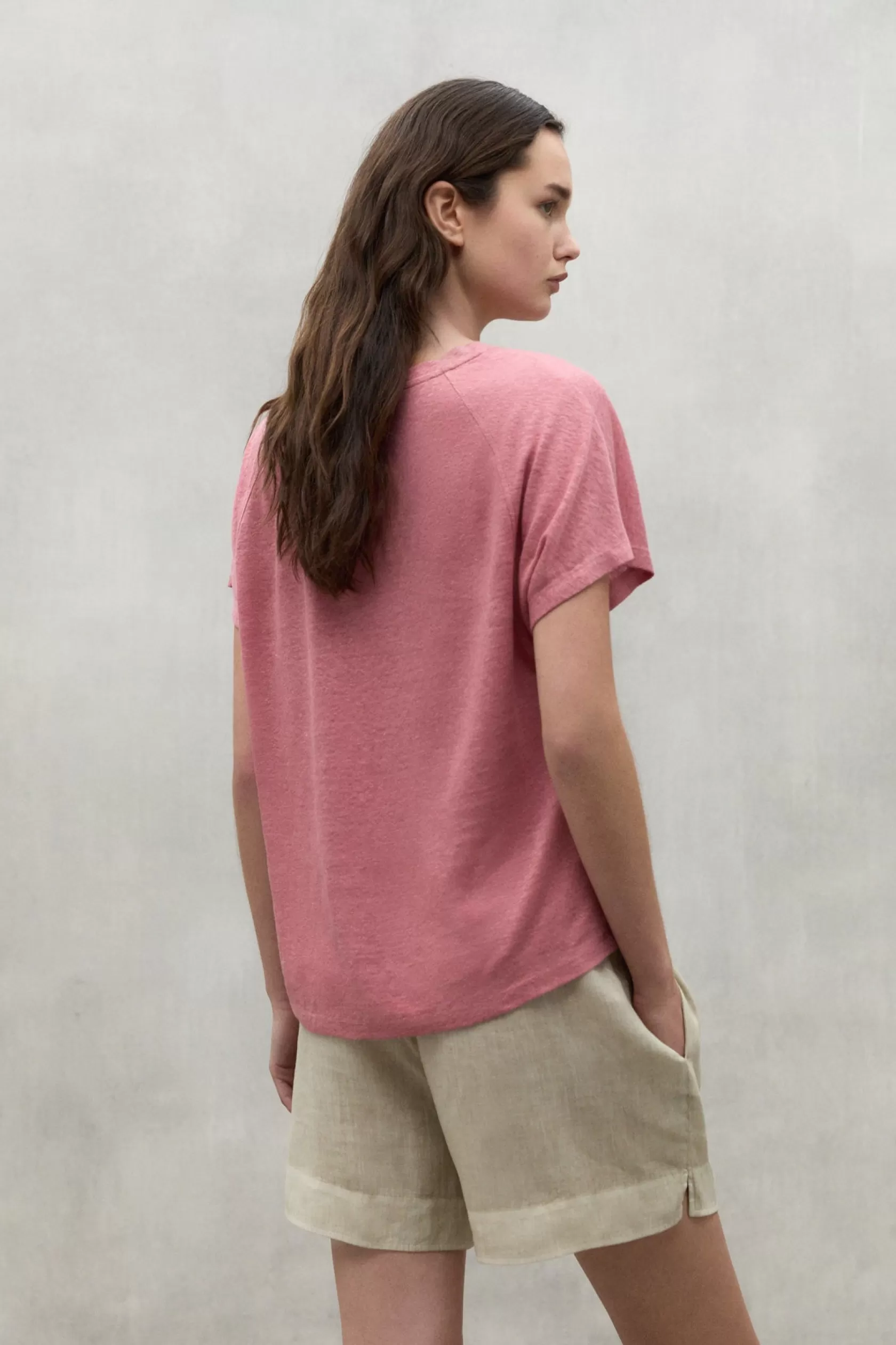 Camisetas*Ecoalf PINK BOD LINEN T-SHIRT dusty rose