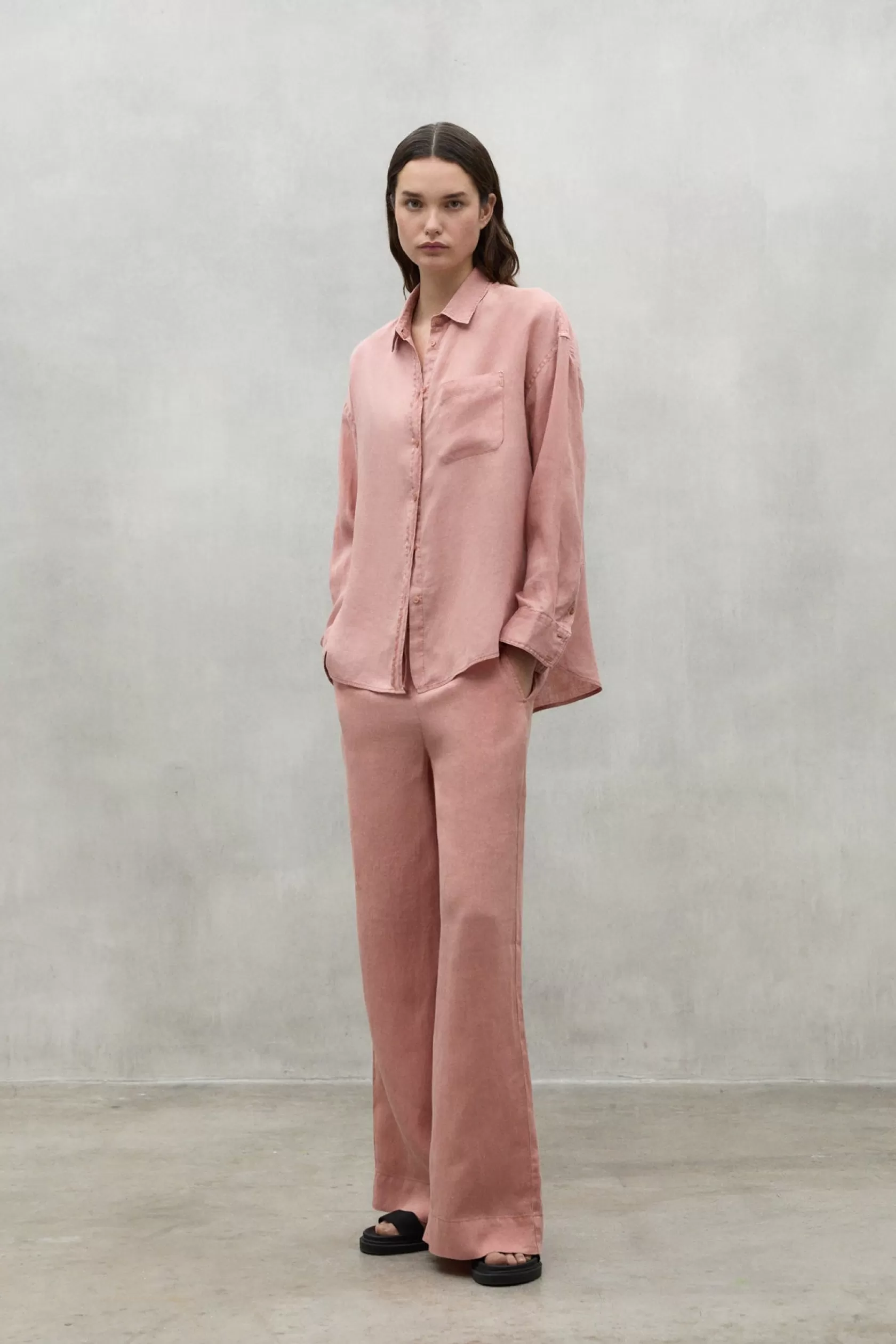 Pantalones*Ecoalf PINK MOSA LINEN TROUSERS dusty rose