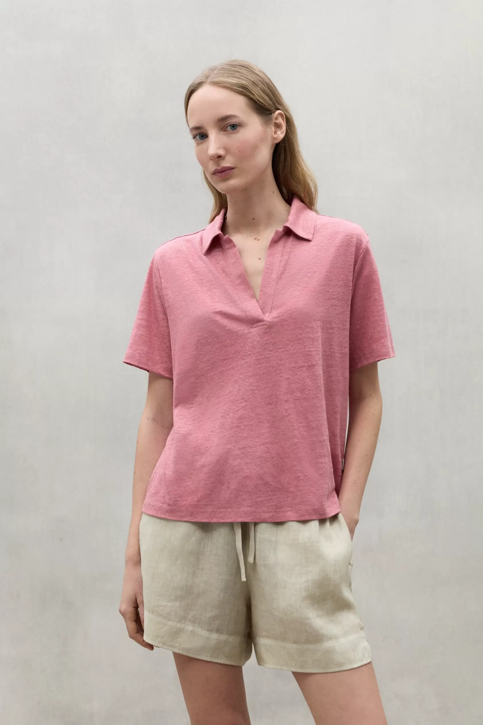 Camisetas*Ecoalf PINK TROMS LINEN T-SHIRT dusty rose