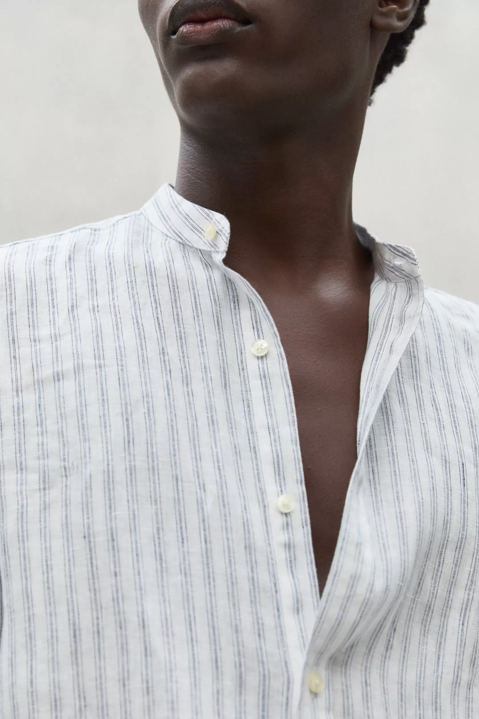 Camisas*Ecoalf WHITE DAVID STRIPED LINEN SHIRT whitenavystripe