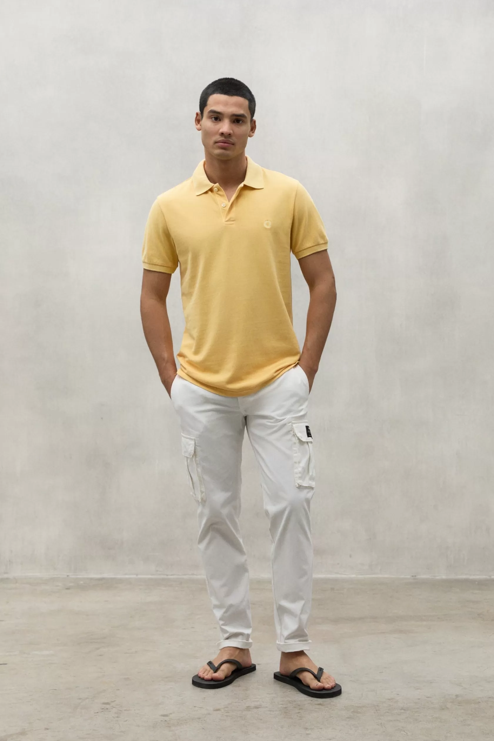 Polos*Ecoalf YELLOW TED PIQUE POLO SHIRT goldenfleece